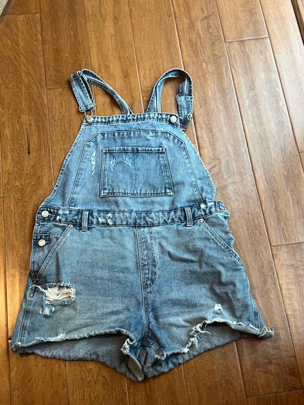 Wild Fable Denim Blue Distressed Women’s Overall Shorts